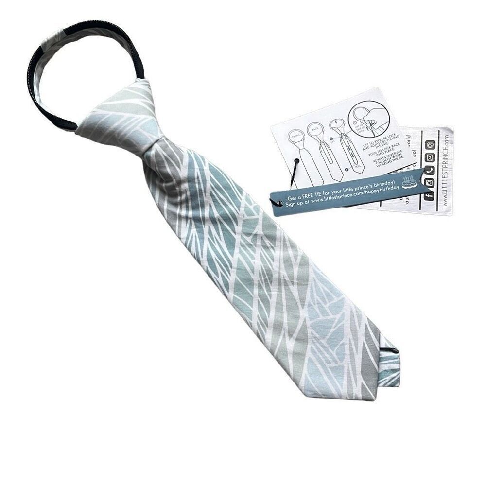 Littlest Prince Baby Boys 9-24M‎ Blue Green Abstract Stripe Tie Necktie NEW